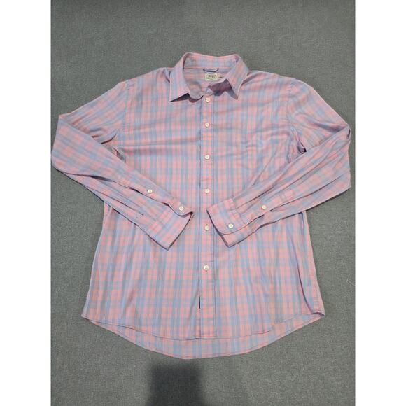 Faherty Brand Shirt Mens Large Pink Blue Plaid Long Sleeve Button Down Stretch - Picture 1 of 8